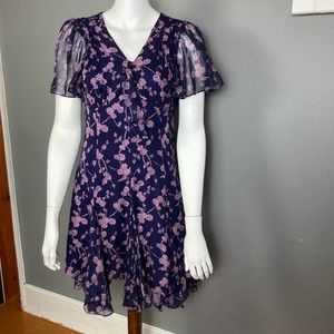 Cinq A Sept Annali bow-embellished floral print silk chiffon dress size 4